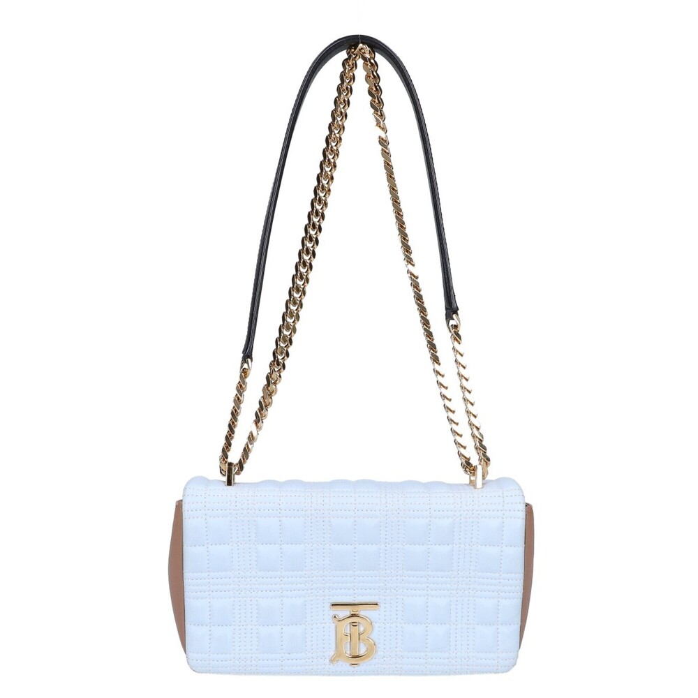 BURBERRY Laura TB Logo Flap Chain Shoulder Bag, Light Blue/Beige, Women's